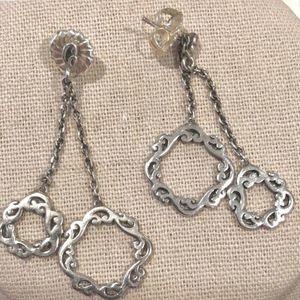 LOIS HILL Cut Out Gently Sculpted Sterling Silver Suspended Circle Drop Earrings